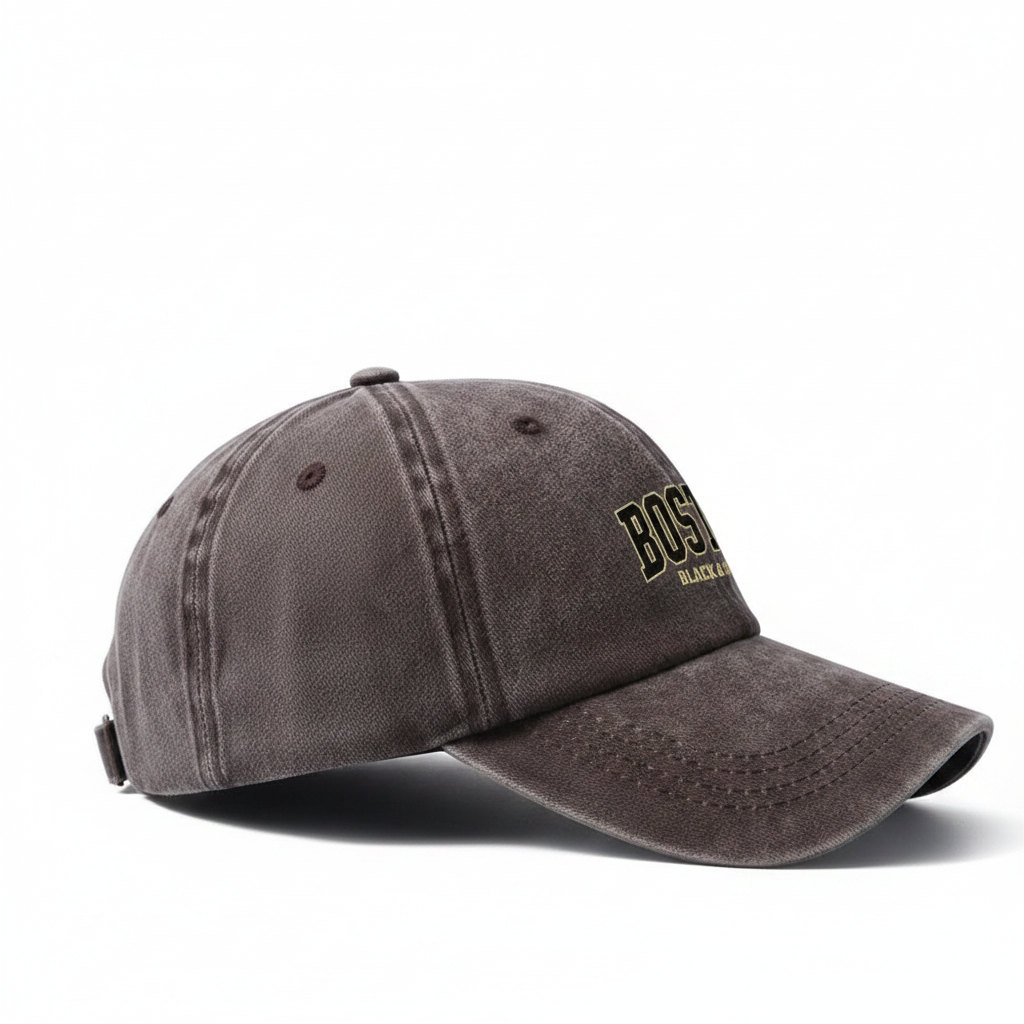 Boston Black & Gold Dark Brown Cap - Right Side View