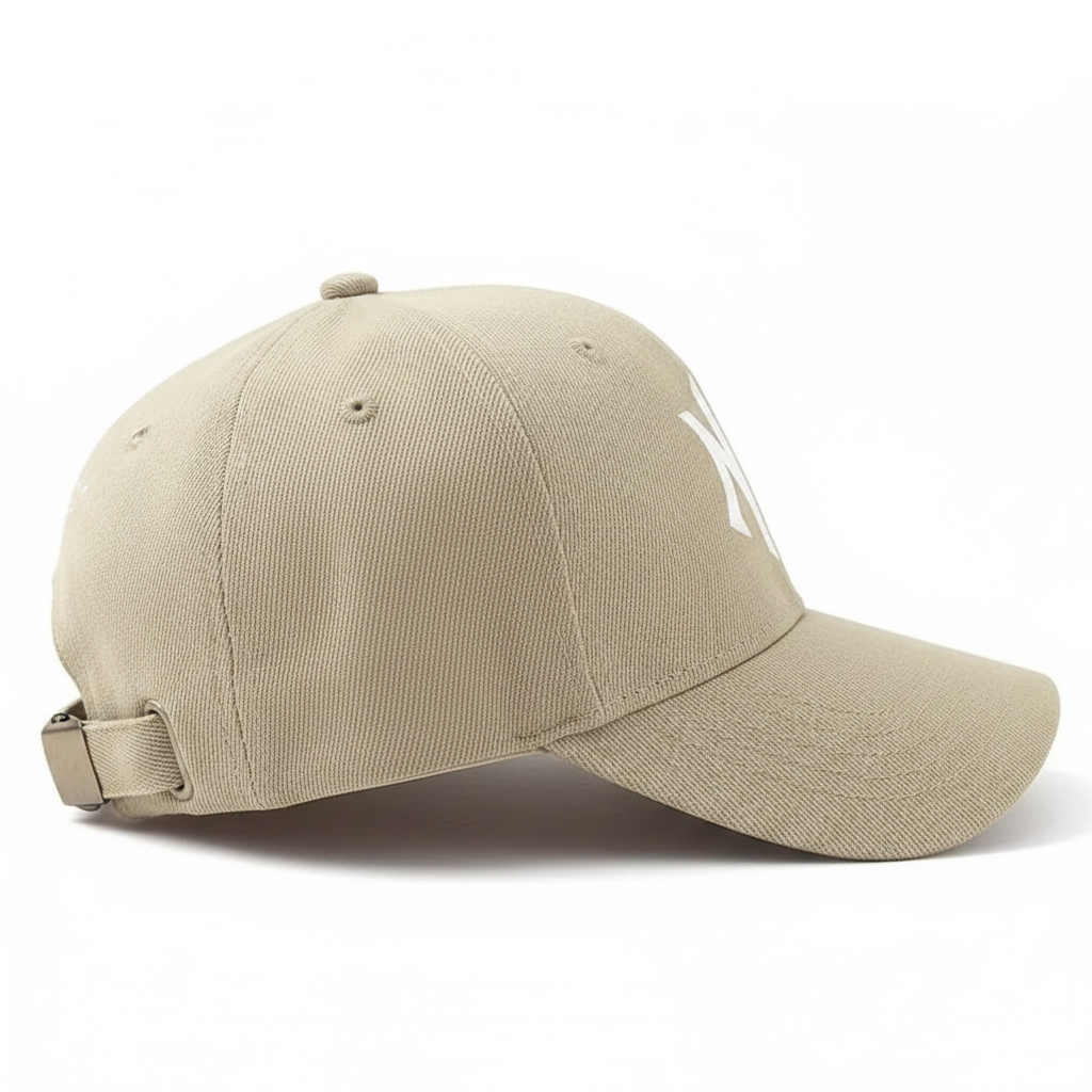 NY Gothic Embroidery Structured Cap – Beige