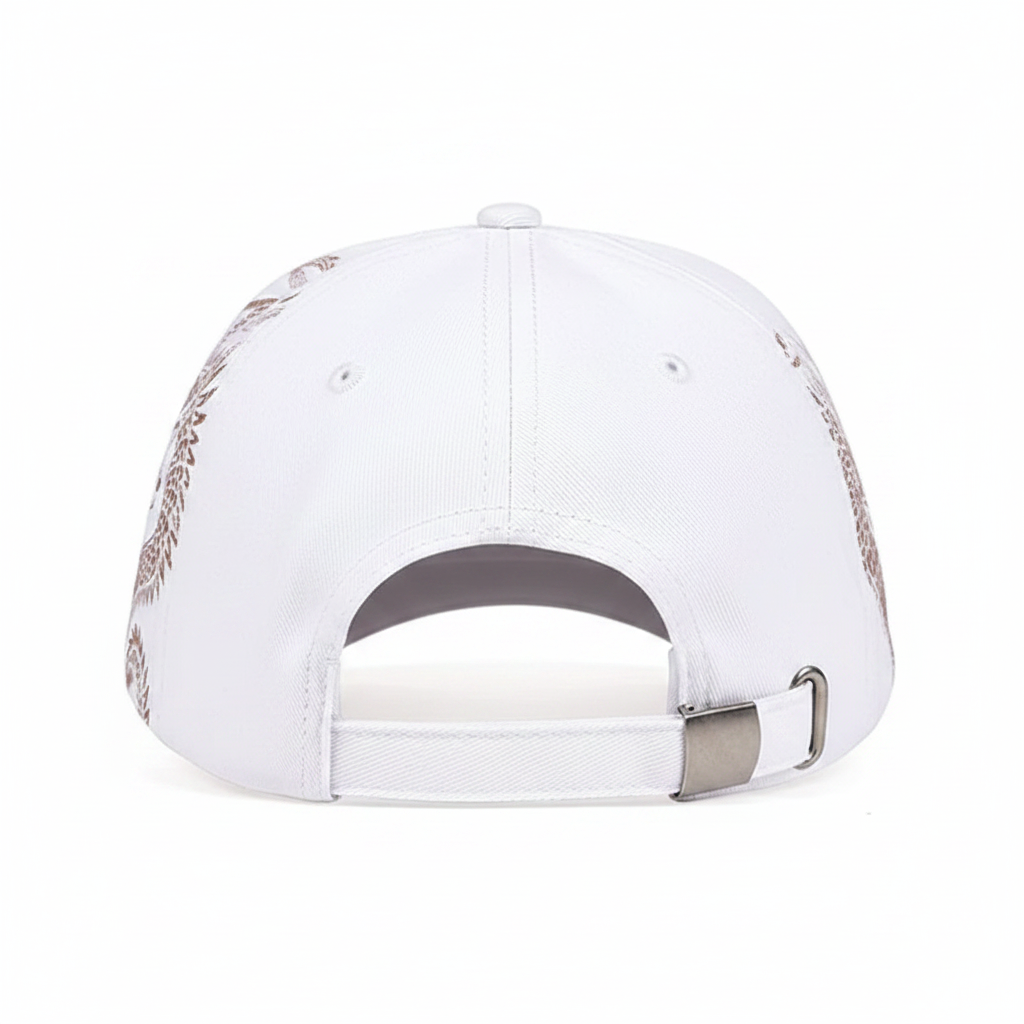 White Dragon Print Baseball Cap